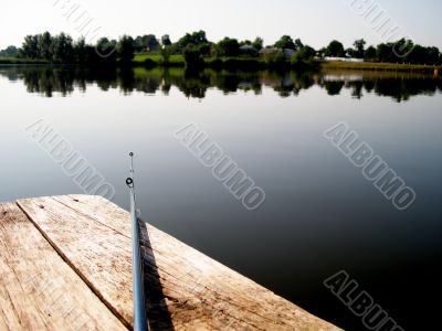 rod on the wooden bridge 