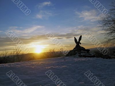 Eagle and the sunset. Pyatigorsk symbol. Mashuk