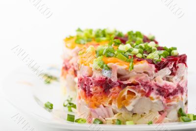 Salad with herring and vegetables