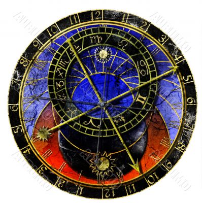 astronomical clock in grunge style