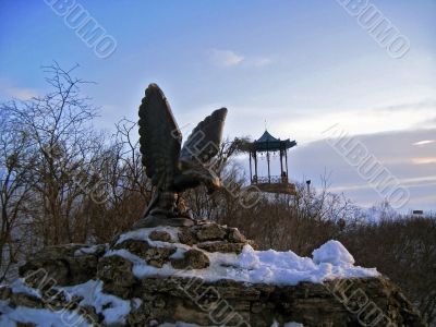 Two simbol of Pyatigorsk. Eagle and Chinesse arbor
