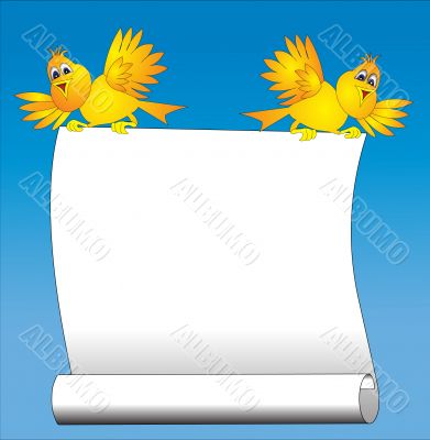 two amusing birds keeps paper