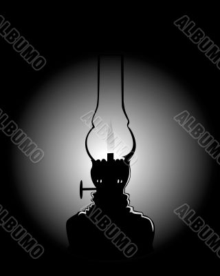 black silhouette of a kerosene lamp black silhouette of a kerosene lamp
