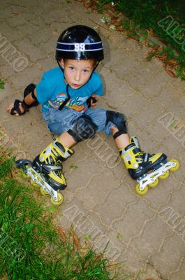the boy fell roller skates