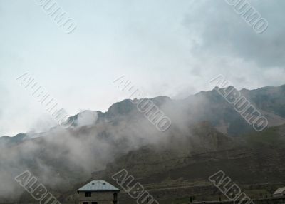 Caucas mountain under the mist
