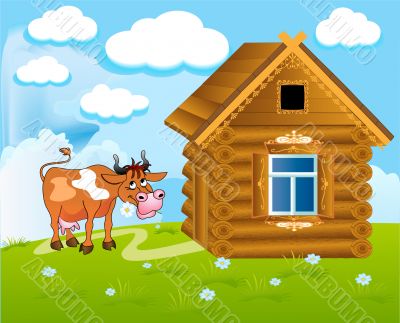 merry cow with flower
