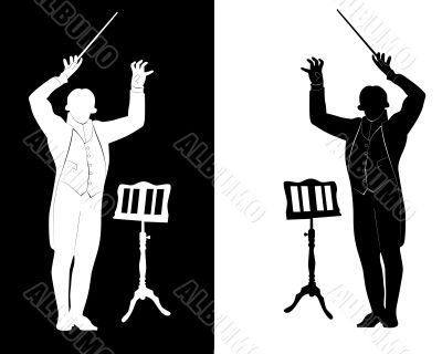 silhouette of conductor music stand 