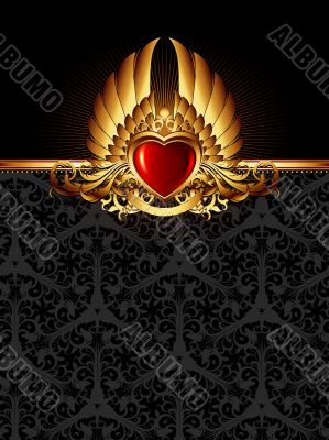 ornate frame with golden heart ornate frame with golden heart