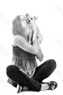 girl and chihuahua girl and chihuahua