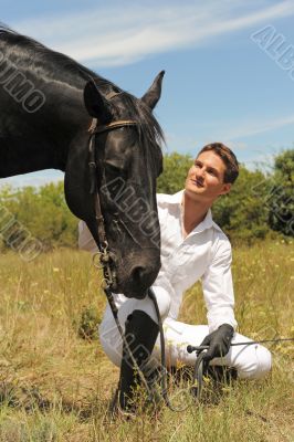 young man and horse young man and horse