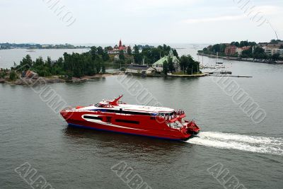 tourist vessel against islands tourist vessel against islands