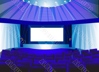 premises blue theater with screen