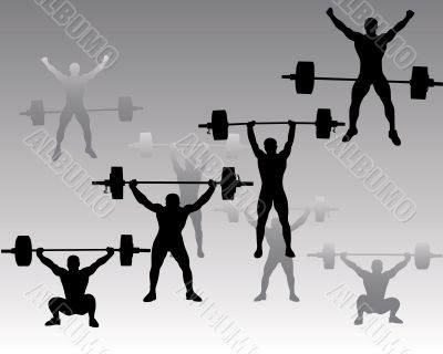 weightlifters on a gray background