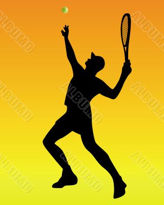 tennis player on an orange background