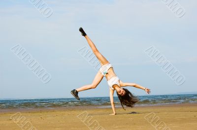 Exercising on the beach Exercising on the beach