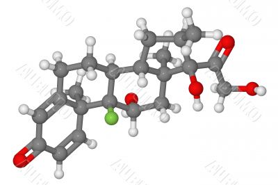 Ball and stick model of dexamethasone molecule