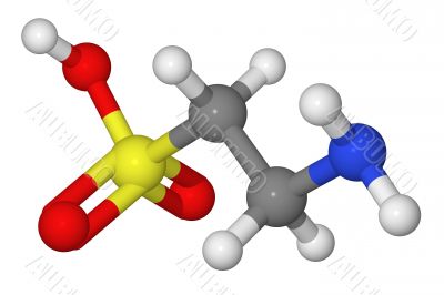 Ball and stick model of taurine molecule