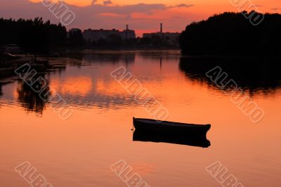 Reservoir after sunset