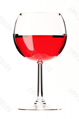 glass of red wine on white 