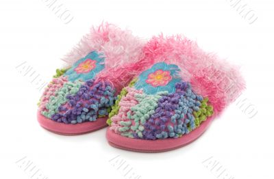 Fluffy pink slippers
