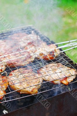 Steaks in Barbecue grill Steaks in Barbecue grill