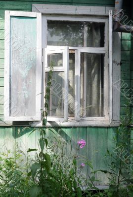 Open Window of Shabby Country House