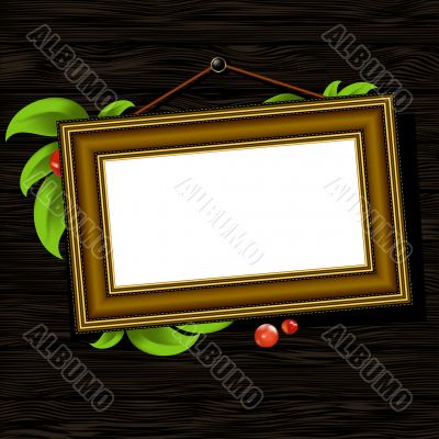 vintage baguette frame  with leaves