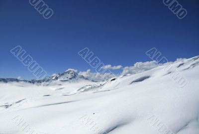 Mountain under the blue clear sky
