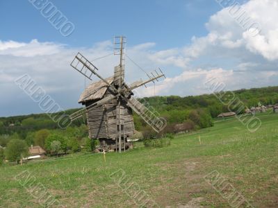 summer rural landscape with mill