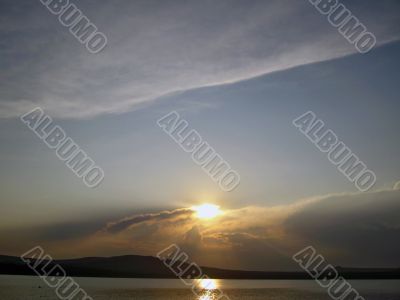 Sunset. Tambukan lake. Summer