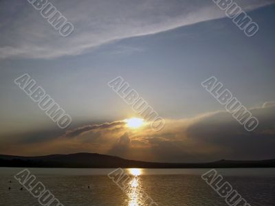 Sunset. Tambukan lake. Summer