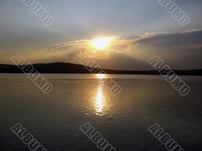 Sunset. Tambukan lake. Summer