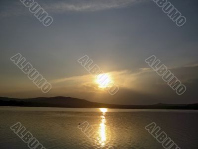 Sunset. Tambukan lake. Summer
