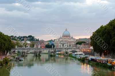 Angelo bridge and St. Peter`s Basilica