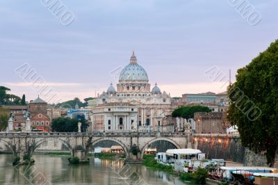 Angelo bridge and St. Peter`s Basilica