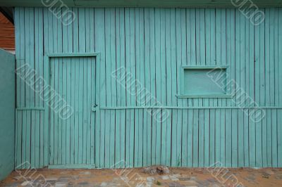 Green wooden warehouse