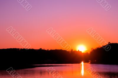 Sunset over lake