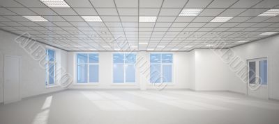 3D big empty white office