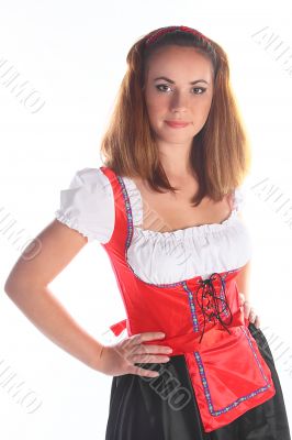 The girl in a traditional Bavarian dress