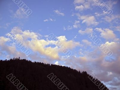 Sunset and the mountain