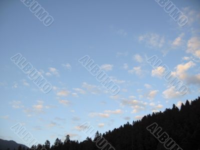 Sunset and the mountain