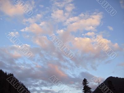 Sunset and the mountain