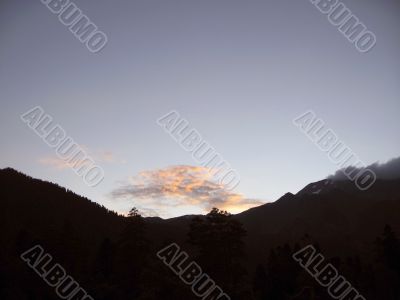 Sunset and the mountain