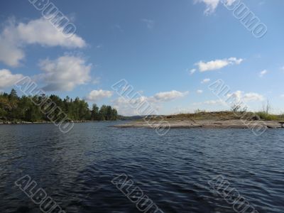 Islands in a gulf of Ladoga lake