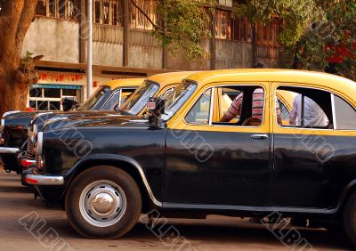 Cabs at the Taxi Stand in India