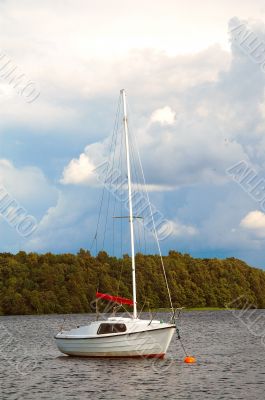Landscape with yacht. Landscape with yacht.