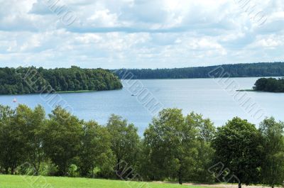 Landscape of lake in Lithuania.