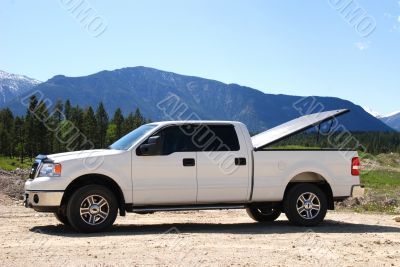 White Pick-up truck