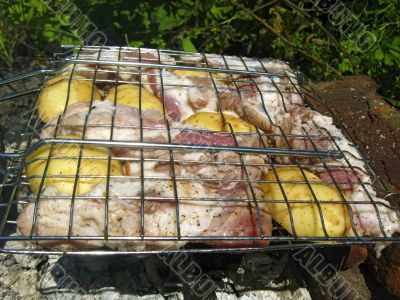 Barbeque on the bonfire