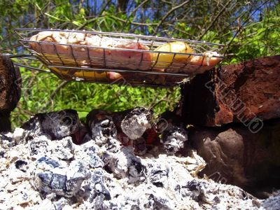 Barbeque on the bonfire